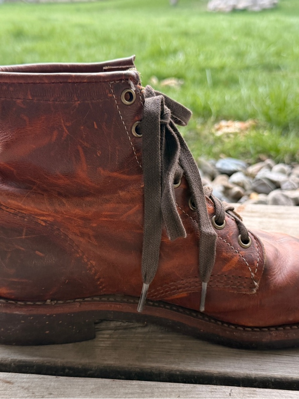 Chippewa Rustic Brown Leather Lace-Up Work Boot